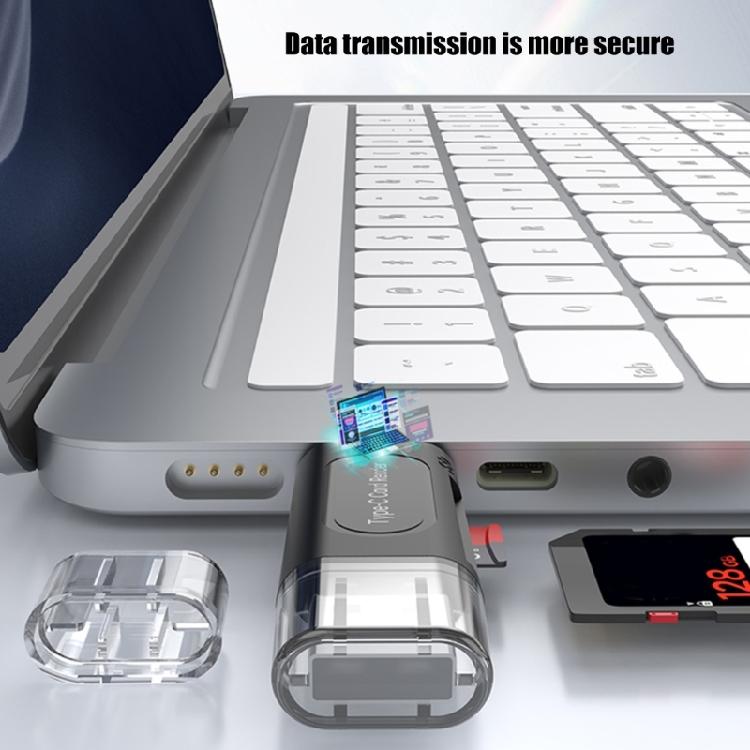 Многофункциональный кард-ридер USB 2.0 Type-C, поддерживает карты SD/TF до 128 ГБ, мгновенное распознавание, для офиса и путешествий