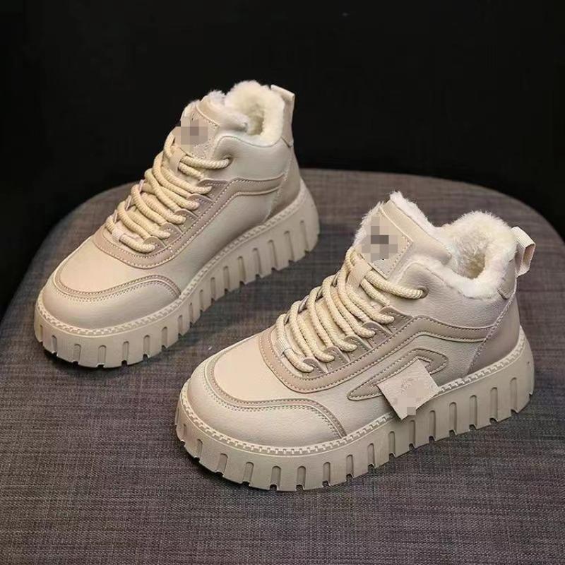 Snow Boots Women's New Winter Thick-soled Heightening Velvet Short Boots Non-slip Flat-soled Warm High-top Cotton Shoes