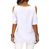 Women Casual Off Shoulder T-shirt Summer Short Sleeve Top Ladies Fashion Round Neck Printed Tee Shirt Pullover Loose T-shirt