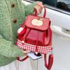 New High-value Cartoon Red Apple Backpack Female Cute Fashion Trend Plaid Small Backpack
