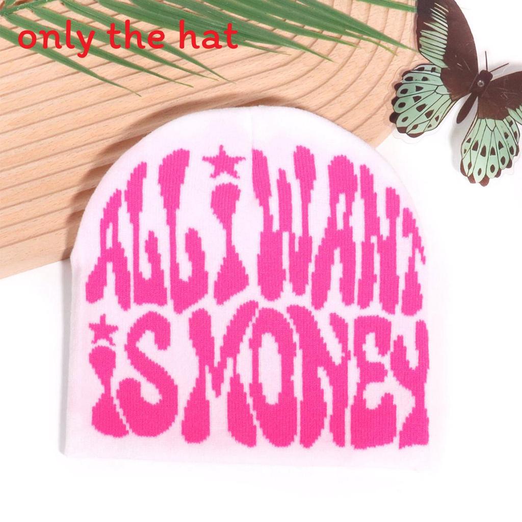 Minimalist Acrylic Knitted Cap With Letter Design For Casual And Hip Hop Looks