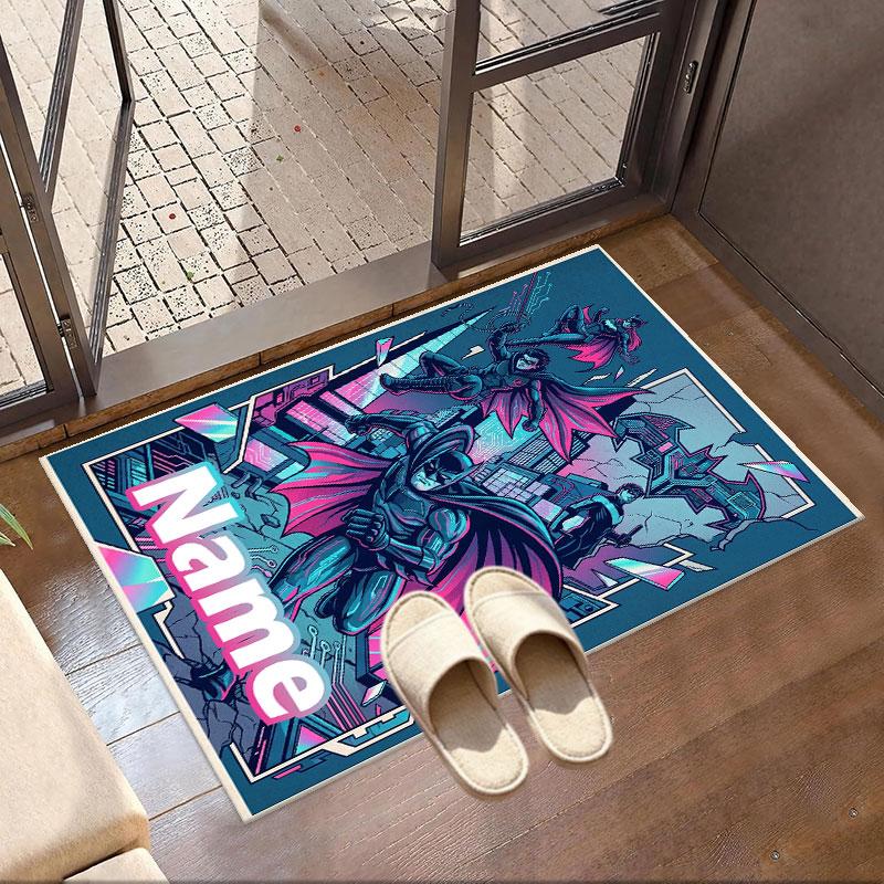 Custom Name Personalized Batman Print Carpet, Versatile Home Decor Rug, for Playroom, Apartment, Balcony, Entryway, Hallway Gift