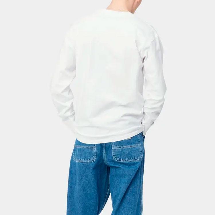 Carhartt WIP FW22 Мужская футболка с длинным рукавом American Script Белый I029955-02-XX