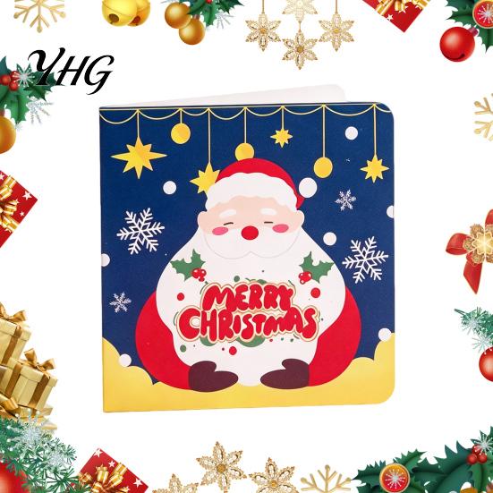 Christmas Party Favors 10Pcs Merry Greeting Cards Set, Folding Cartoon Blank Foldable Gift Note Cards, Festive Blessing for Holiday