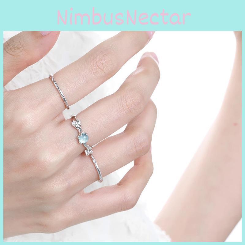 Stylish Open Design Blue Ring For Women With Rhinestone Embellishments For Everyday Wear