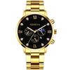 Diamond-Encrusted Men'S Steel Belt False Three-Eye Calendar Roman Scale Men'S Versatile Jewelry + Wrist Watch
