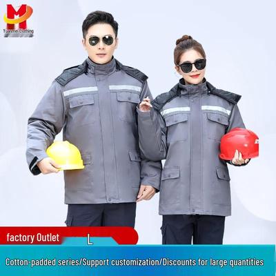 Зимняя светоотражающая хлопковая рабочая одежда с подкладкой для холодной погоды - Куртка для защиты при авторемонте и сварке