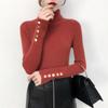 Ayollar Kuz Qish Trikotaj Sviterlar Puloverlar Baland Boʻyin Uzun Yengli Slim Lapel Bir Rangli Bir Oʻlcham