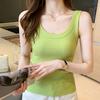 Women Ribbed Cotton Tank Top Seamless Sexy Solid U-Neck Elastic Crop