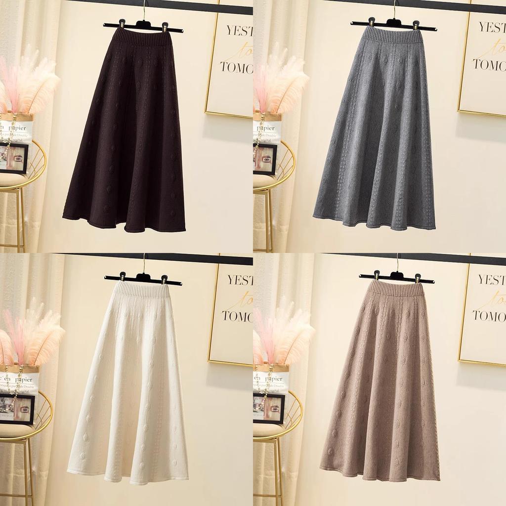 Womens High Waist Knitted Midi Skirt With Thick Woolen Material For Autumn Winter Elegance