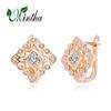 MINTHA Clip Earrings Trendy Rose Gold Color Wedding Daily Fashion Jewelry Cubic Zirconia Earrings For Women Bridal Earrings