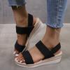 Fashion Summer 2025 Outdoor New Women's Open Toe Sandals Round Toe Casual Wedges Slip On Sandals for Plus Size Comfortable Daily Shoes