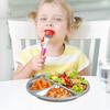 Stainless Steel Dinner Plates Silicone Suction Divided Serving Tray Stackable Breakfast Plates Kids Snack Tray Lunch Container for School