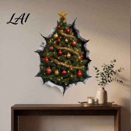 3D Christmas Decor Wall Stickers Holiday Decals for Living Room Bedroom And Party Decor Removable PVC Festive Art Home Entrance Classroom Office