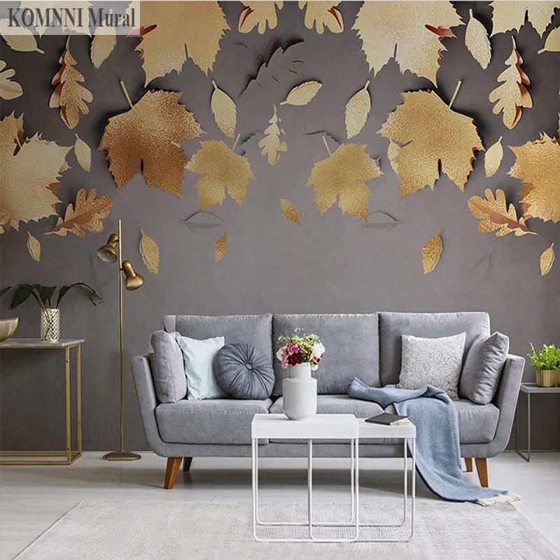 Современная 3D фреска с золотым листом для гостиной, дивана, спальни, настенные обои, украшение, 3d фреска