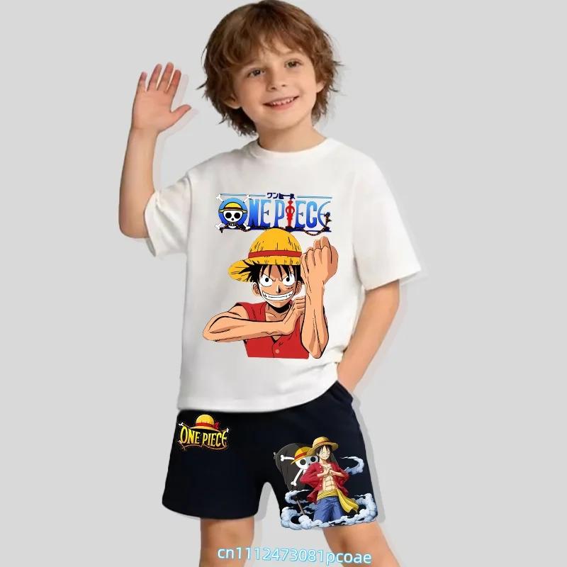 cartoon print childrens cotton shortsleeved short pants set for boys sports shirt for summer Tshirt 2piece set