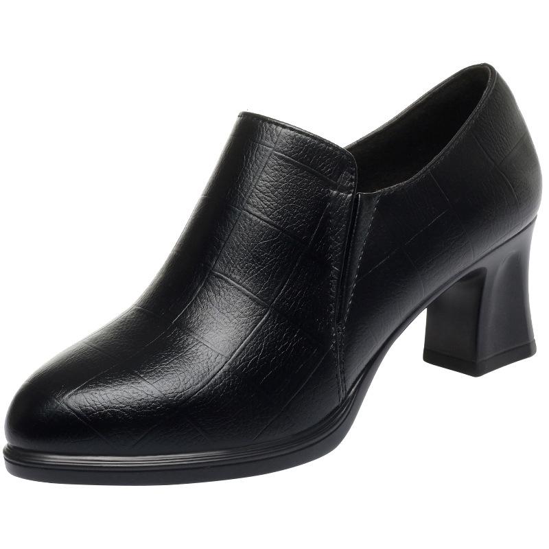 Модные новые зимние женские сапоги на высоком каблуке, нескользящие, удобные, до щиколотки, осенние, универсальные, модные, мягкие, кожаные, неглубокие сапоги для ежедневного ношения мамой