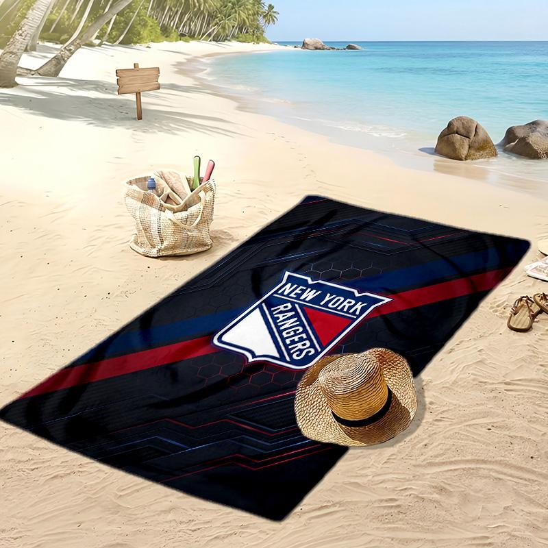 Пляжное полотенце с принтом New York Rangers Мягкое Портативное Быстросохнущее?Сухое полотенце для бассейна, летнего отпуска, активного отдыха на природе