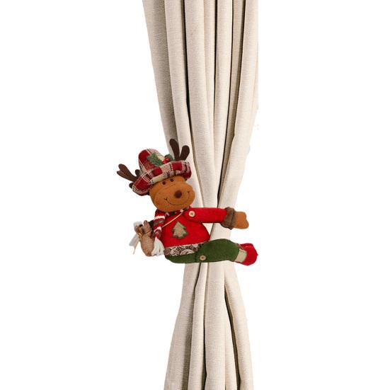 Рождественская пряжка для штор с изображением плюшевого Санта-Клауса, лося, снеговика, подхваты для штор для вечеринок в домашнем офисе, перил для штор, елки