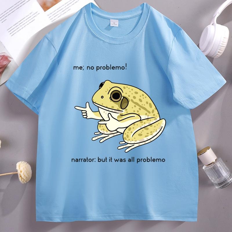 Funny Frog Me No Problemo Tshirt Casual Cotton Short Sleeve Tee Shirt Loose Humor Graphic T Shirts Unisex Women Streetwear Clothes