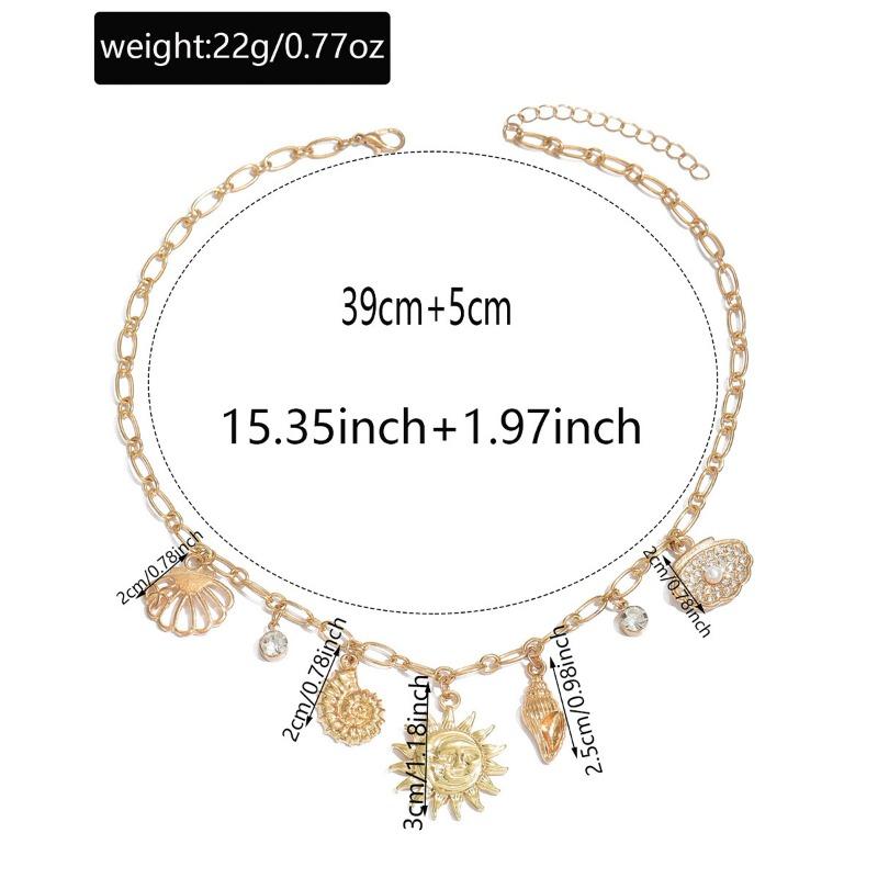 New Ocean Wind Shell Conch Necklace Simple Design Sunflower Smiley Pendant Necklace Female