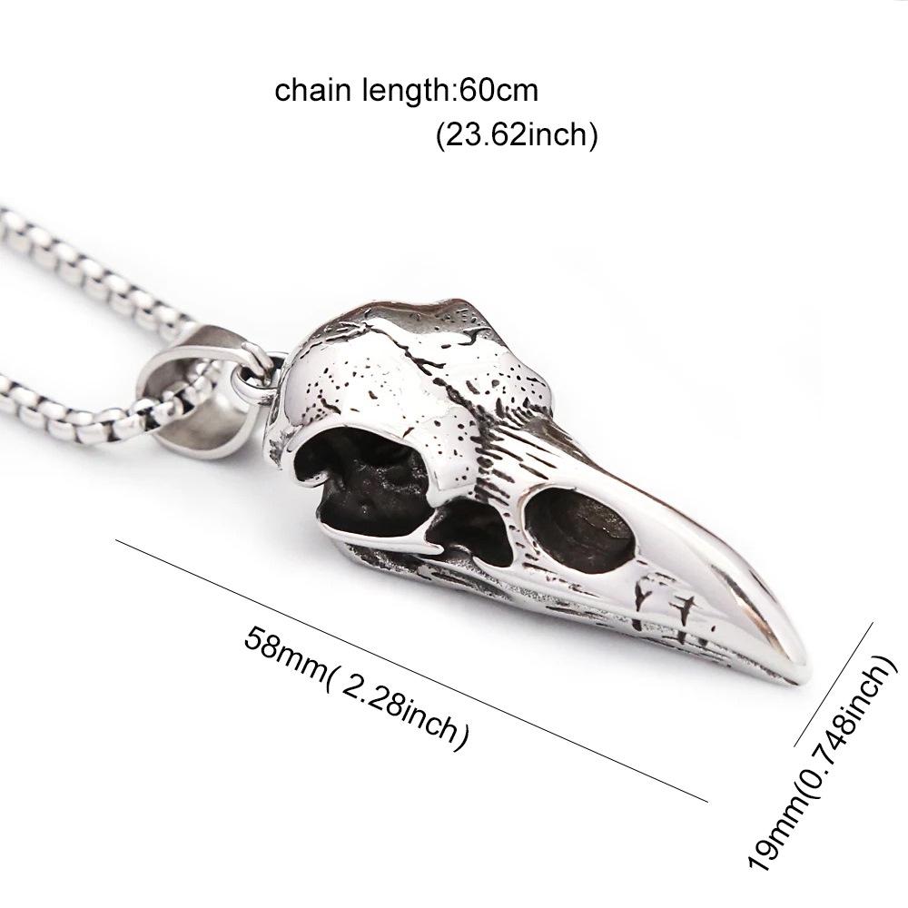 Кулон в виде черепа вороны на стальной цепочке - Модный европейский и американский стиль
