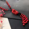 New Vintage Versatile Red Cinnabar Sweater Chain Natural Long Female Rose Necklace Pendant Accessories