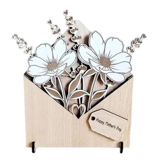 Деревянная цветочная открытка с подставками Экологичный персонализированный конверт Цветочная коробка Подарок на День матери