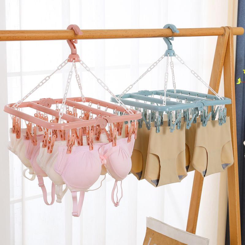 Foldable Multi-Function Clothes Drying Rack with Windproof Clips
