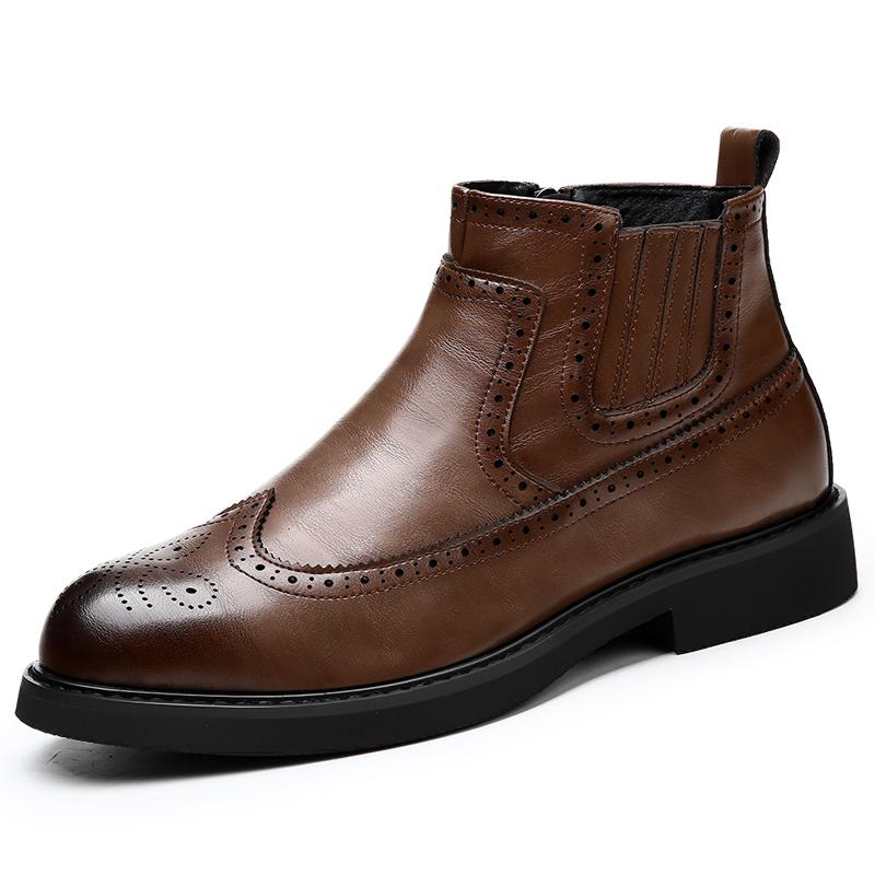 Модные роскошные брендовые мужские ботинки Chelsea, высококачественные кожаные туфли с резьбой, дизайнерские ботинки, модные повседневные деловые ковбойские сапоги