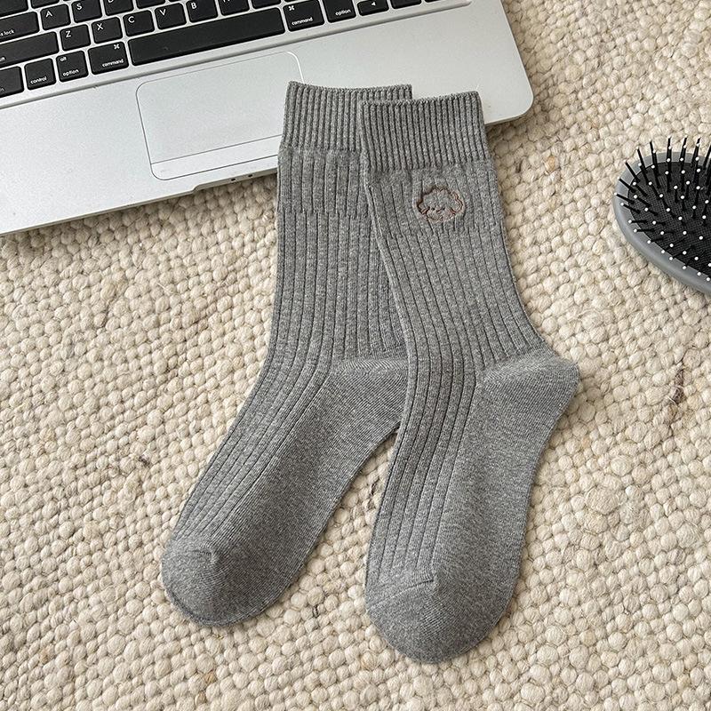 Ladies Spring and Autumn New Personality Cute Cartoon Cute Pet Embroidery Letters In The Tube Pile Socks