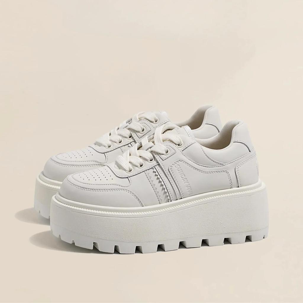 Женская спортивная обувь, модная толстая подошва, шнуровка, вулканизированная обувь, повседневная студенческая обувь, увеличивающая рост, обувь для пары, кроссовки