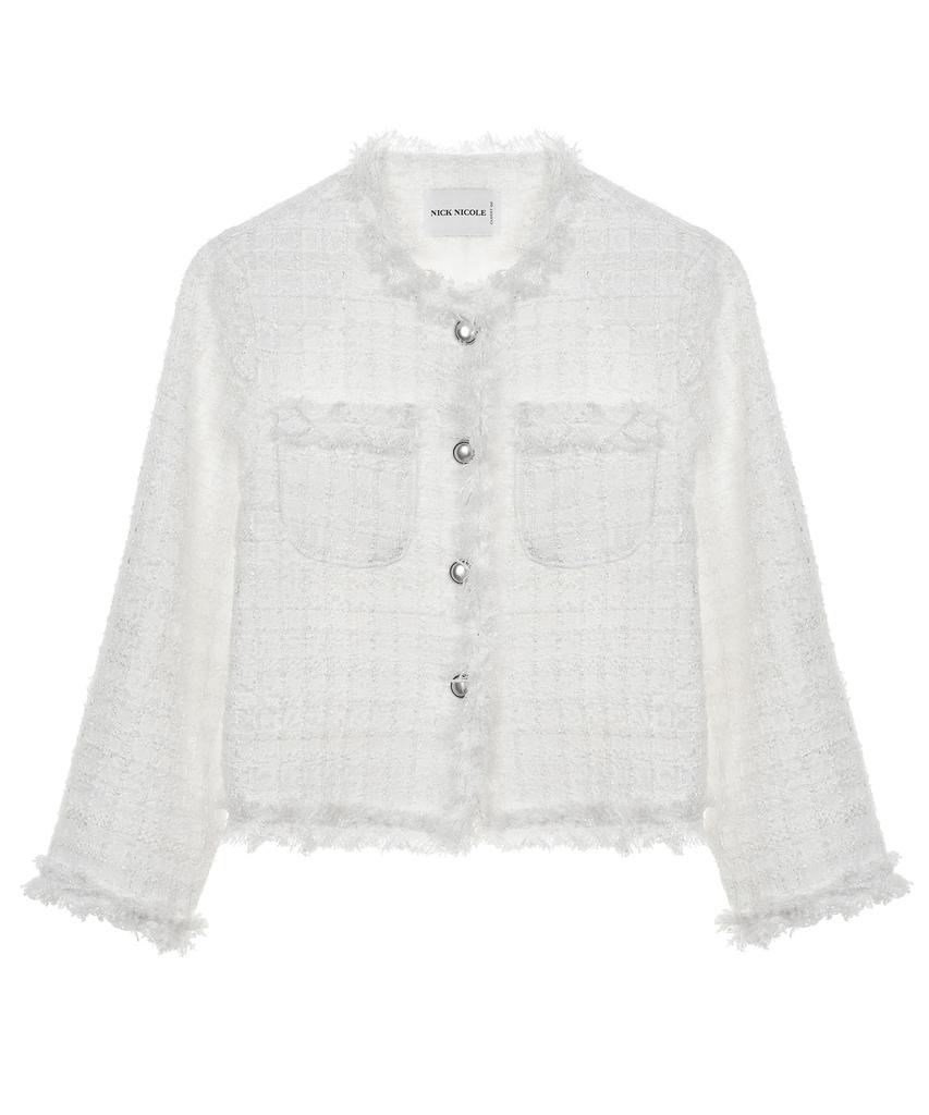 NICK&NICOLE Fringed Tweed Jacket_Ivory