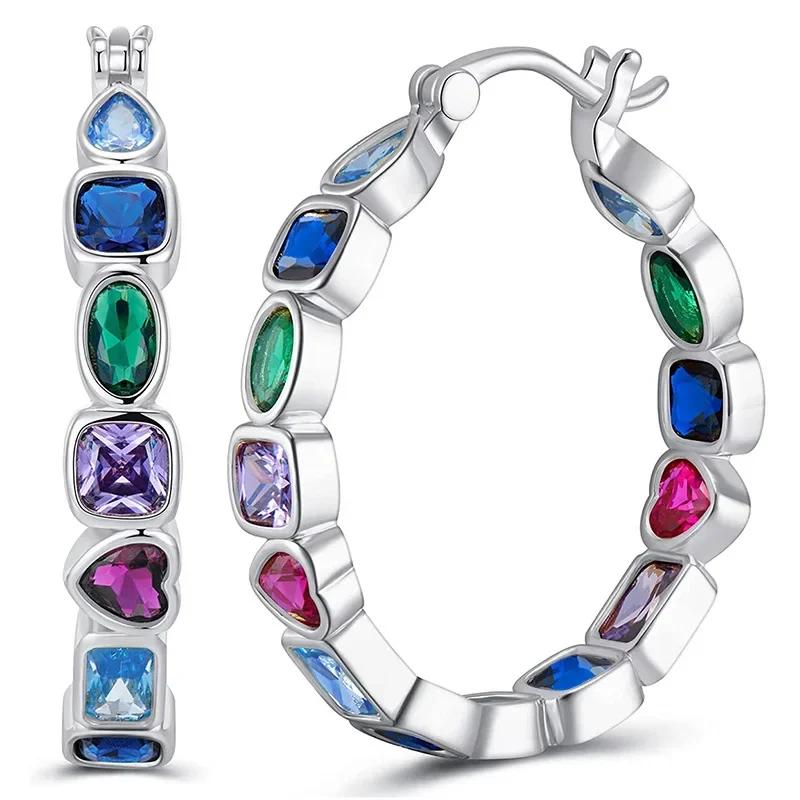 Новые цветные циркониевые персонализированные серьги для женской любви, геометрическая мода, сияющие, нишевые, персонализированные, простые украшения