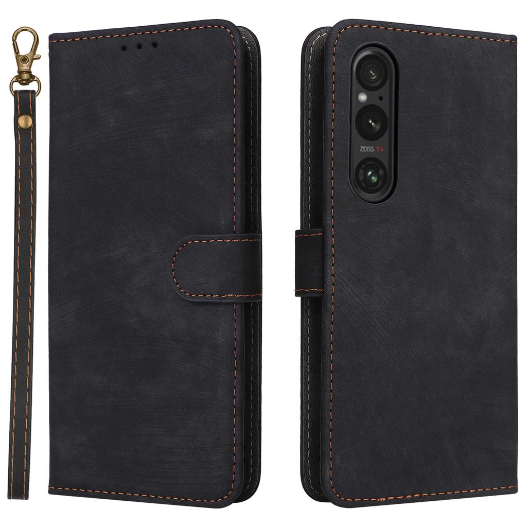 Кожаный чехол-кошелек с блокировкой RFID и ремешком на запястье для Sony Xperia 1 VI