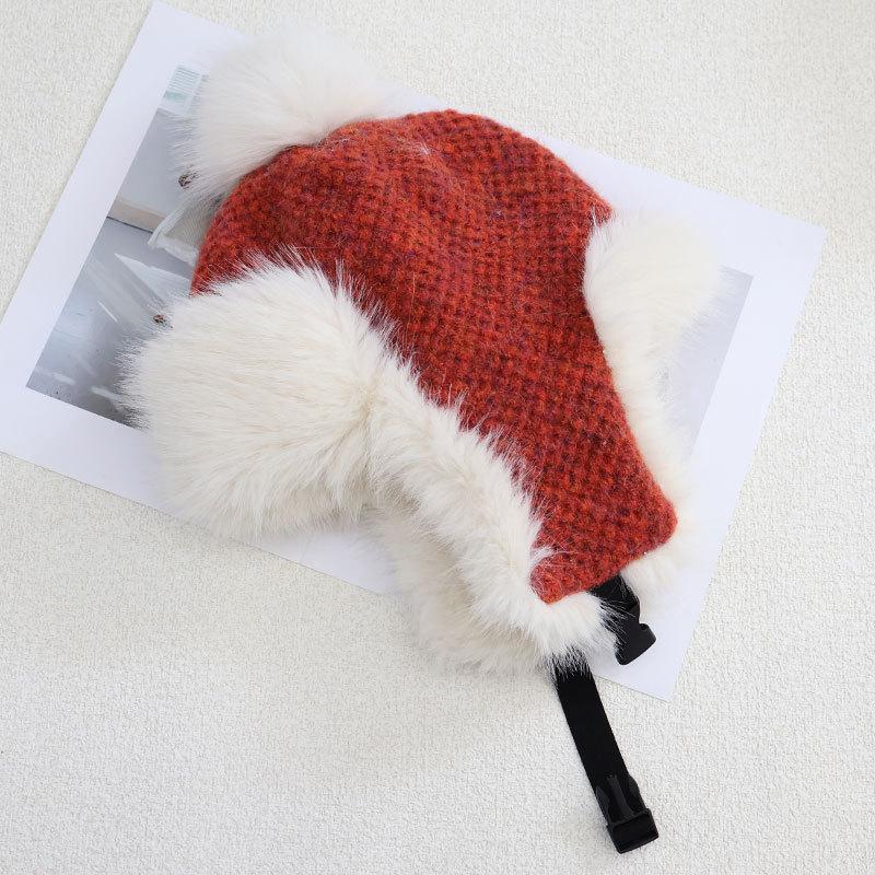 Модная флисовая утолщенная шапка женская зимняя ветрозащитная с защитой ушей шапка-ушанка для велоспорта, катания на лыжах, вязаная шерстяная шапка