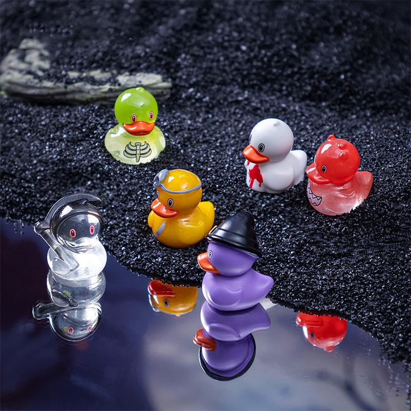 5-14Pcs Halloween Demon Ducks Miniature Figures Resin Mini Colorul Duck Ornament Landscape Dollhouse Fairy Garden Home Decor
