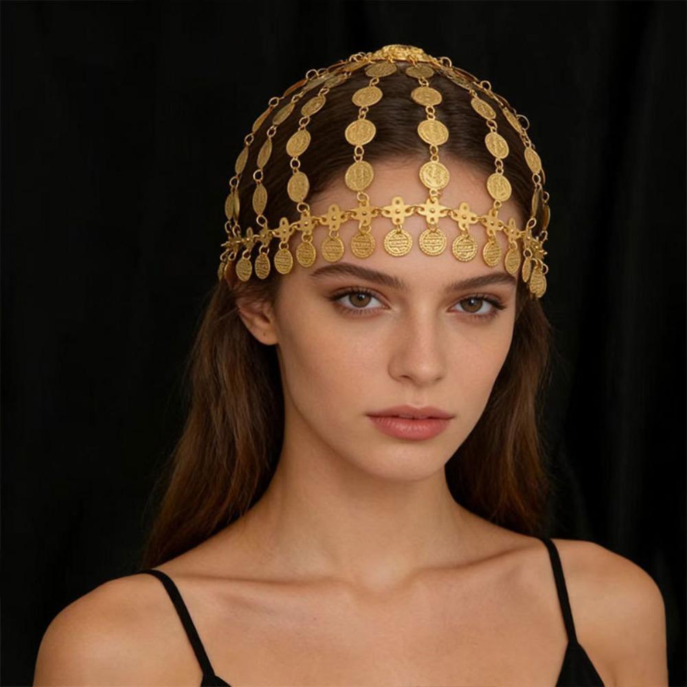 Round Exotic Forehead Chain Korean Style Long Tassels Hair Chain Headgear Accessory