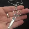 Punk Vintage Silvery Big Scissor Pendant Necklace for Women Gothic Chain Necklace Fashion Hairstylist Jewelry Gifts