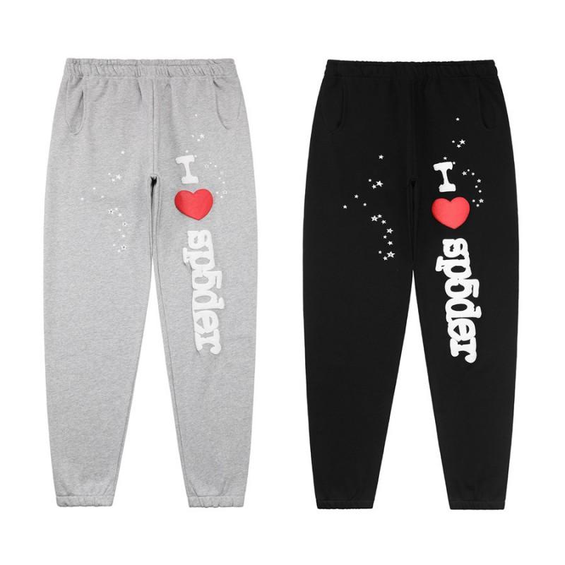 Sp5der 555 Streetwear Sweatpants Loose Fit Ankle Cuff Pants Men Women