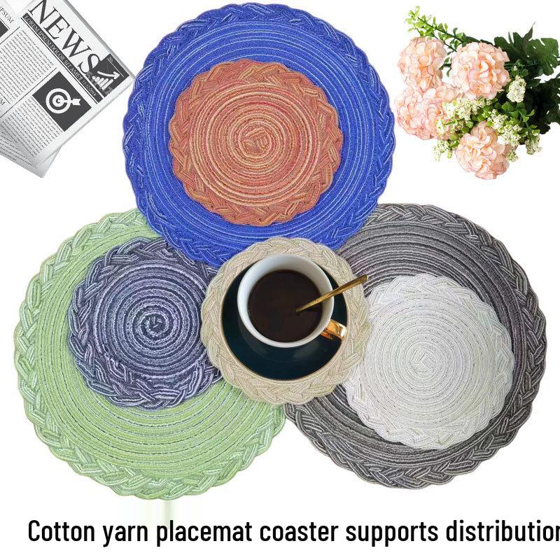Handmade Braided Cotton-Style Placemats and Coasters for Heat Insulation