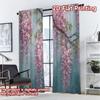 2D FLAT PRINTING 2pcs Curtains (Without Rod) Pink Wisteria Blooms Print Chic Curtains Versatile 100% Polyester Curtains Present
