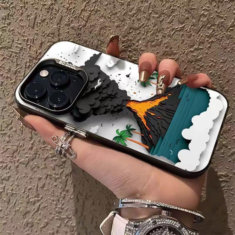 Чехол для Apple iPhone с изображением извержения вулкана для 17 Pro Max, 16, 15, 14, 13
