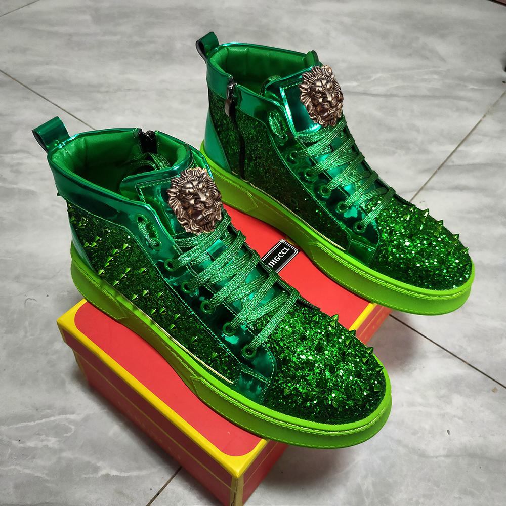 Fashion Luxury Designer Diamond Casual Shoes High Quality Riveted High Top Suede Zipper Sneakers Zapatos Hombre A7