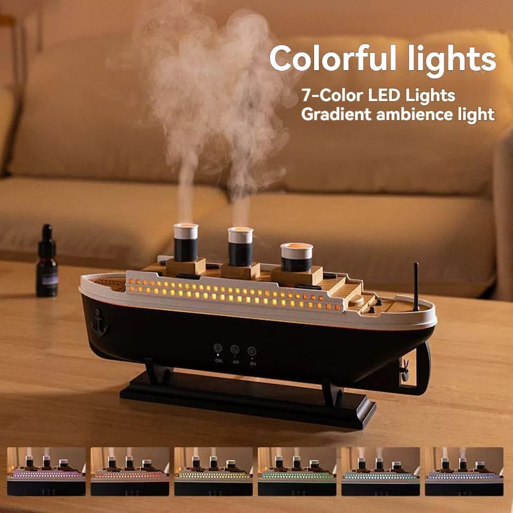 Essential Oil Diffuser, Aromatherapy Humidifier with Remote Control 7-Color LED Lights 2 Mist Modes Auto Shut-Off for Home Bedroom