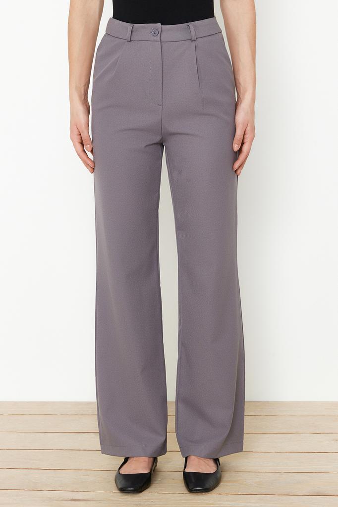 Женские модные новые брюки, серые широкие тканые брюки с широкими штанинами