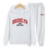 Brooklyn 1898 Printing Women Hoodies+Pants Two Piece Set Hoodies Tracksuits Jogger Pants Thick Warm Clothes