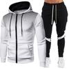 Fashion Men's Jacket Two Piece Zipper Hoodie+Pants Winter Warm Sports Wear Running Sports Wear