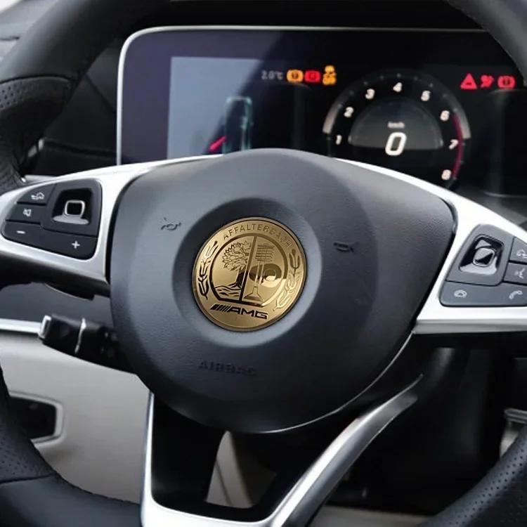 Горячая автомобильная наклейка для Benz 52 мм 57 мм Сплошная 3D и плоская Звезда Яблоня Значок Никель Автомобильный значок для рулевого колеса Mercedes Benz AMG