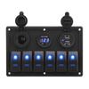 For Marine Boat Car Rv Vehicles Truck Yacht 4.2A Dual USB Slot Socket Digital Voltage Display 6 Gang Rocker Switch Panel